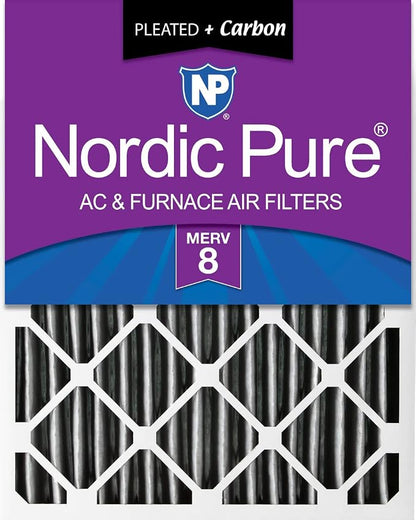Nordic Pure 20x25x4 Pleated Plus Carbon Air Filters MERV 8 1 Pack by NordicPure