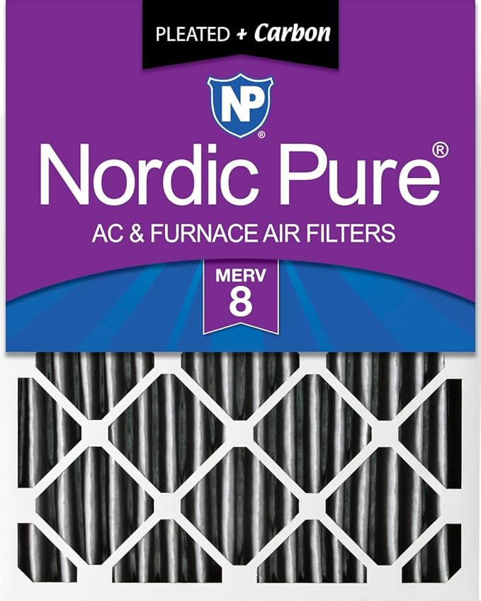 Nordic Pure 18x24x4 Pleated Plus Carbon Air Filters MERV 8 1 Pack by NordicPure