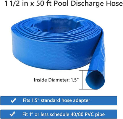 Eastrans 1 1/2 IN x 50 FT Pool Backwash Hose, Heavy Duty Flat Discharge Hose - Image 4