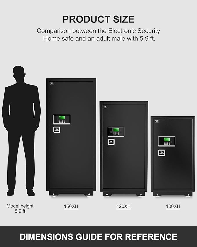 【US STOCK】TIGERKING 17.6 Cubic Feet Extra Large Heavy Duty Safe Box, Home Safe with Double Safety Key Lock and Separate Lock Box, Digital safe with 3 Removable Shelf for Home Hotel Office,235lbs