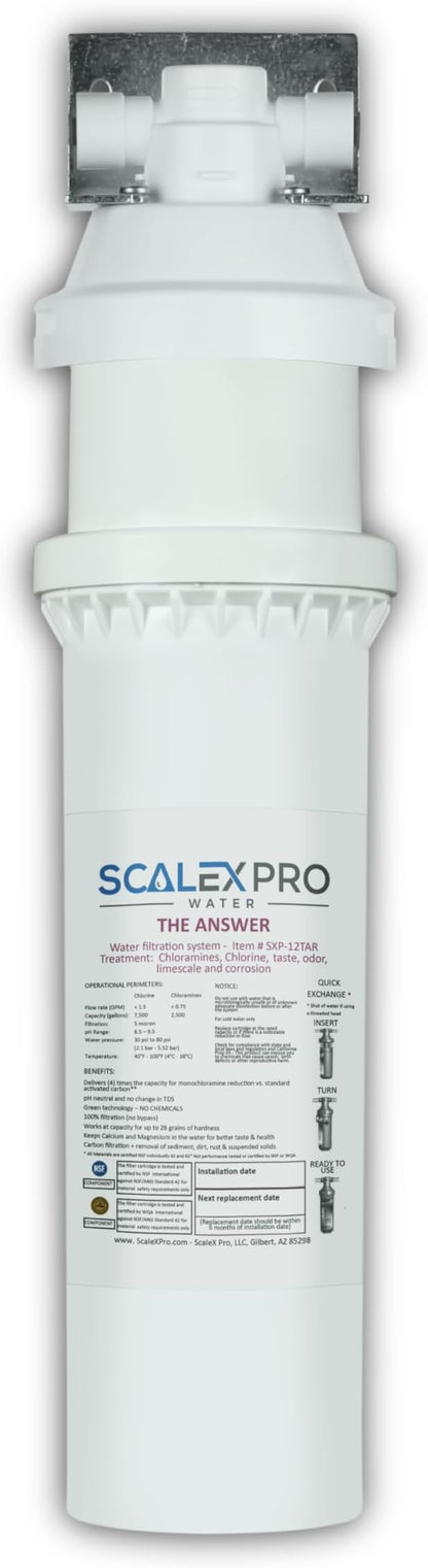The Answer - 12in Quick Change 3/8in Auto Shut Off Head and Water Filter Combo by ScaleXProReplacementWaterFilters-ScalePreventionforHealthyDrinkingWater