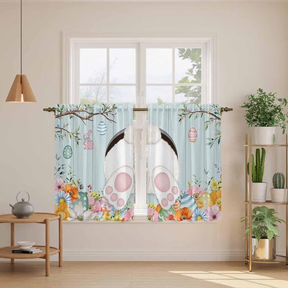 Easter Bunny Kitchen Tier Curtains 45 Inch Long 2 Panel Set, Rod Pocket Short - Image 3