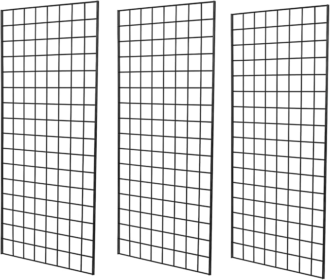 NEESEEYEE Commercial Grade Gridwall Panels – Heavy Duty Grid Panel for Any Retail Display, 2’ Width x 4’ Height, 3 Gridwall Panels Per Carton (Black Finish)