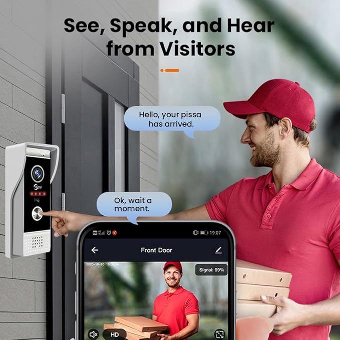 Wired Smart Video Apartments Intercom System,10 Inch Monitors with 1080P Doorbell Camera,3-in-1 Unlocking,TUYA WiFi Door Phone Kits, Ideal for Villas & Homes (2 doorbell + 1 Monitor)