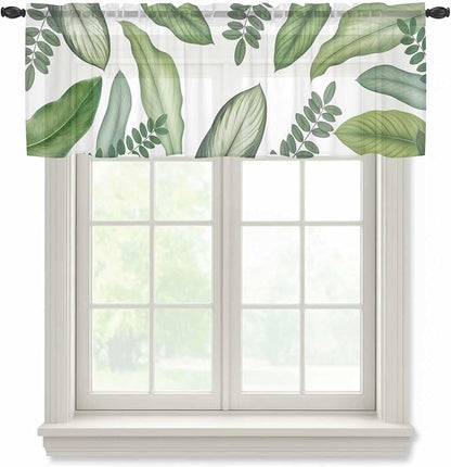 Summer Palm Leaf Sheer Valance Curtains by Houseown