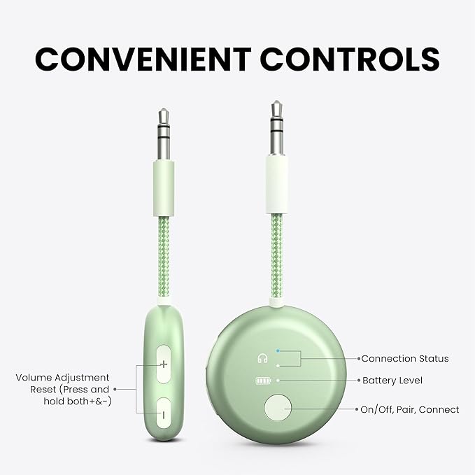 Avantree SoundJet R1 – 25Hr Airplane Bluetooth Adapter for All AirPods (Pro/Max) with Qualcomm Chipset & aptX Adaptive, Wireless Audio Transmitter for Flight Travel, Works with Bose & Other Headphones