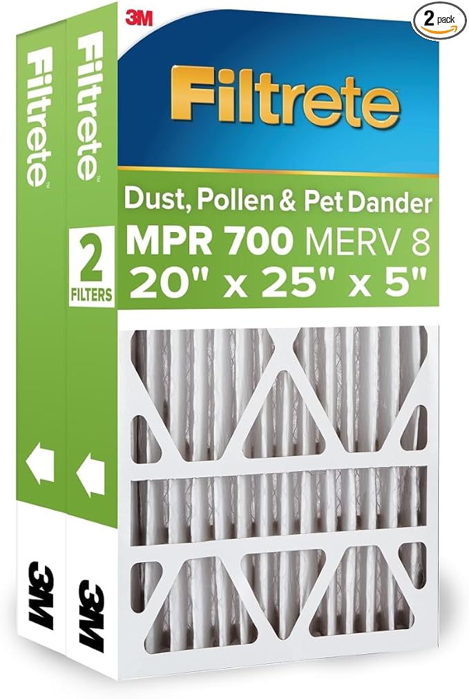 Filtrete 20x25x5 AC Furnace Air Filter, MPR 700, MERV 8, Fits Trion Air Bear & by Filtrete