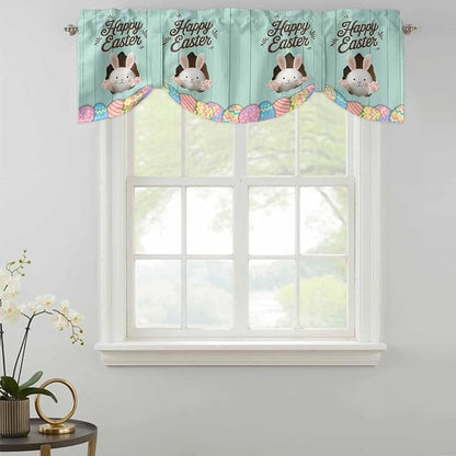 Green Easter Tie Up Valance Curtains - Image 2