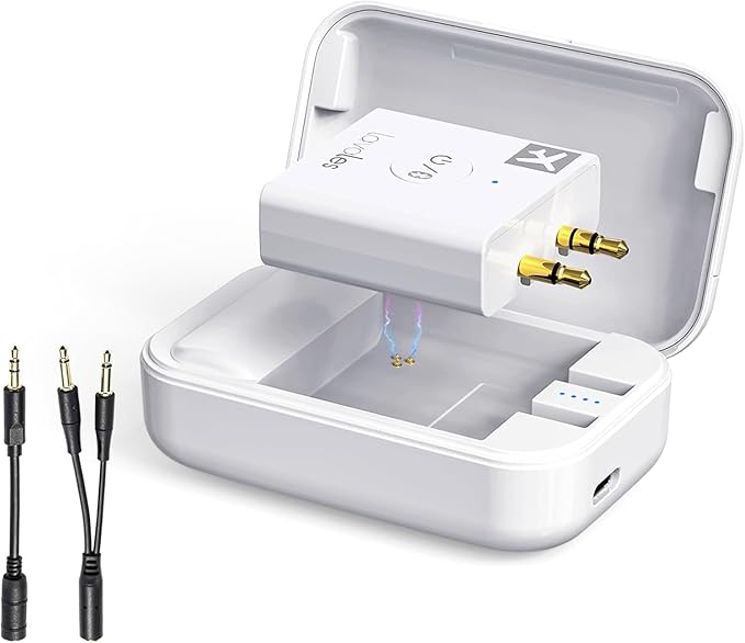 Bluetooth 5.3 Wireless Audio Transmitter, 3.5mm Jack, 32 Hours Battery Life, Dual Pairing, Low Latency, AptX Adaptive, Compatible with TVs, Speakers, Headphones