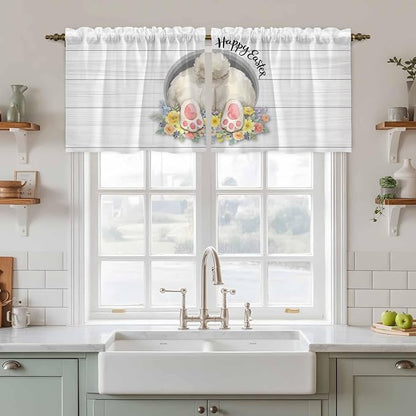 Easter Bunny Kitchen Tier Curtains 36 Inch Long 2 Panel Set, Rod Pocket Half - Image 3