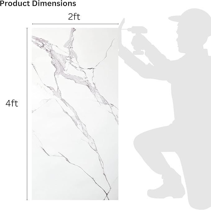 Dundee Deco Faux Marble Wall Panels - Sample - Glossy, Waterproof Indoor Wall Cladding - White, Grey Veins - Sample 6" x 6"