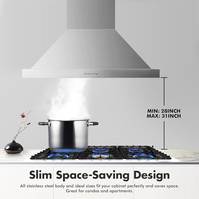48 inch Wall Mount Range Hood Vent Convertible Vent 800CFM Stainless Steel - Image 8
