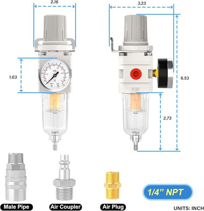 1/4" NPT Air Drying System, 5 Micron Air Line Filter - Image 2