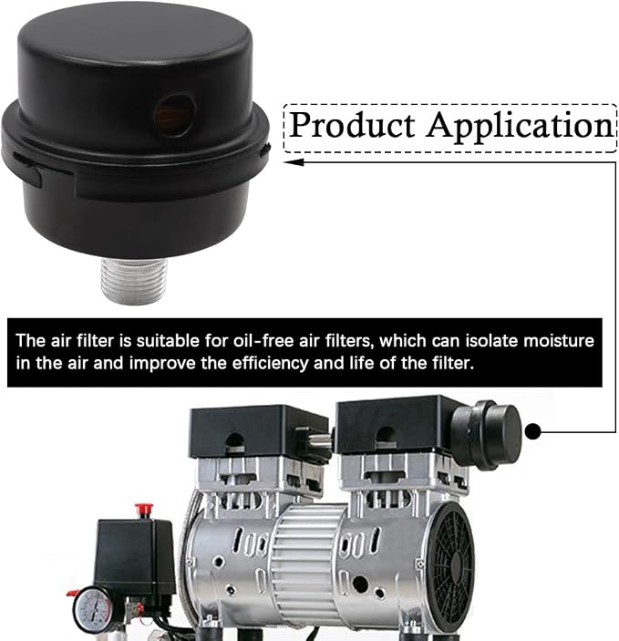 2 pcs 1/4" Thread Air Compressor Silencer, Air Compressor Intake Filter Sound - Image 5