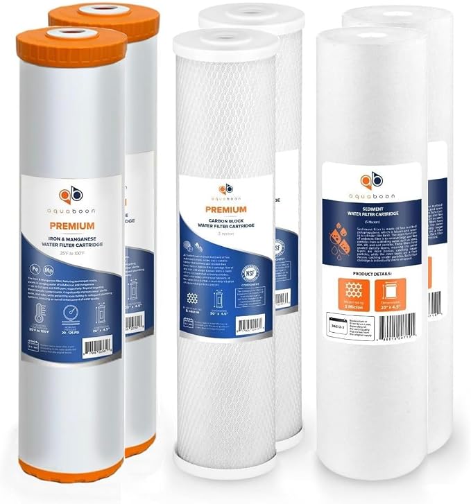 Aquaboon 5 Micron 20 x 4.5 Sediment, Iron & Manganese, CTO Whole House Water by Aquaboon