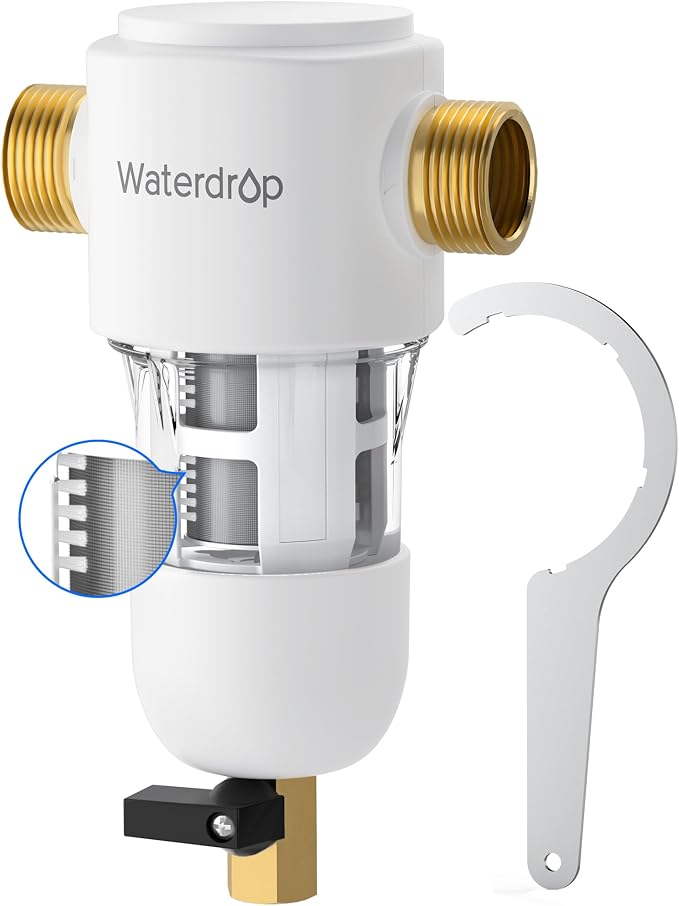 Waterdrop Spin Down Sediment Filter, Reusable Whole House Water Filter System by Waterdrop