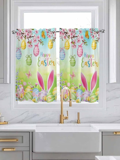 Easter Kitchen Curtains 54 Inches length, Spring Bunny Colorful Rabbit Eggs - Image 3