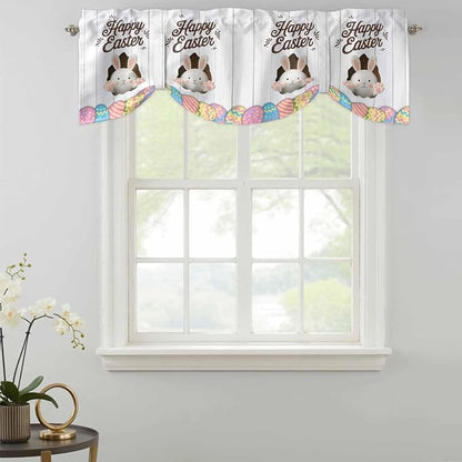 Grey Easter Tie Up Valance Curtains - Image 2