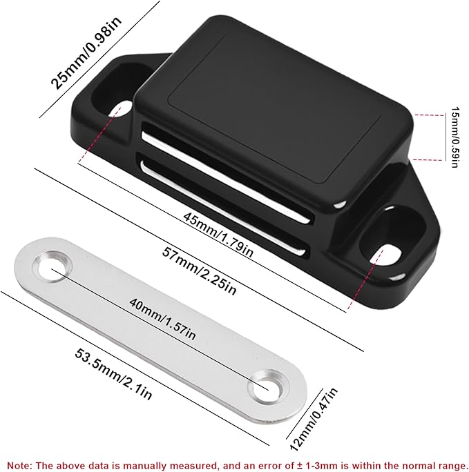 24 Pack Magnetic Push Latch,Heavy Duty Magnetic Touch Latch,for Push to Open Cabinet or Kitchen Drawer, Kitchen Door (Black - 0.98 inch, 24 Pack)