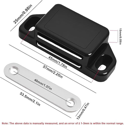 24 Pack Magnetic Push Latch,Heavy Duty Magnetic Touch Latch,for Push to Open Cabinet or Kitchen Drawer, Kitchen Door (Black - 0.98 inch, 24 Pack)