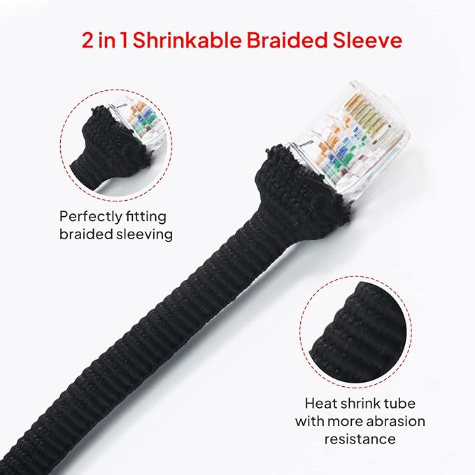 Sonoreboom 2 in 1 Heat Shrink Braided Sleeving Fabric Tubing-Ideal fit Irregular Shape Hose/Cable/Wire (1"(25mm), 32FT)