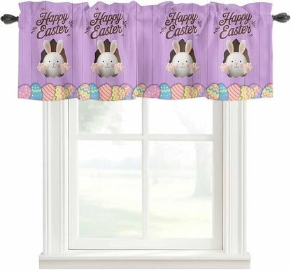 Purple Easter Curtain Valances for Windows, Kitchen Valance Window Treatment by Unknown