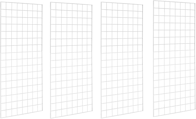 NEESEEYEE Commercial Grade Gridwall Panels – Heavy Duty Grid Panel for Any Retail Display, 2’ Width x 4’ Height, 4 Gridwall Panels Per Carton (White Finish)