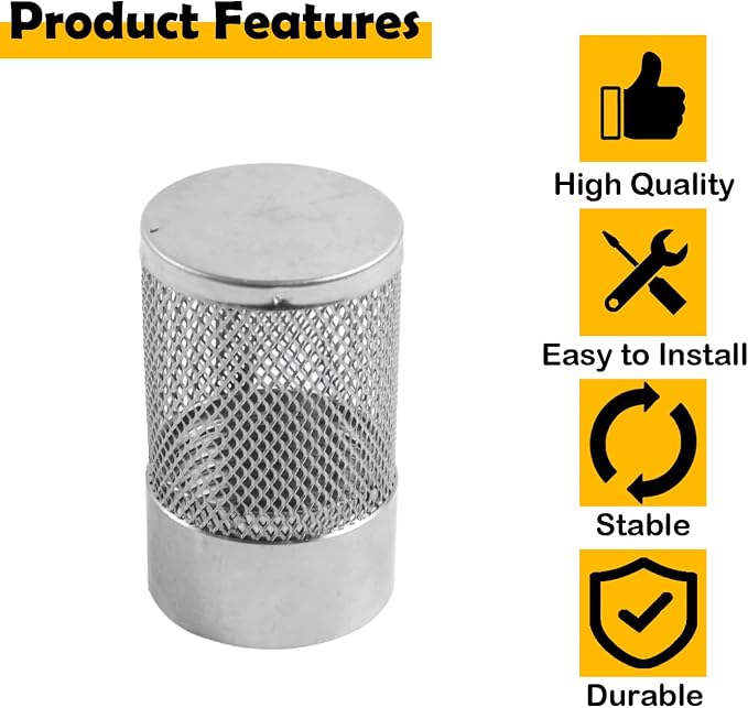Dia Hose Inlet Suction Strainer Filter, Stainless Steel Water Pump Filter - Image 3