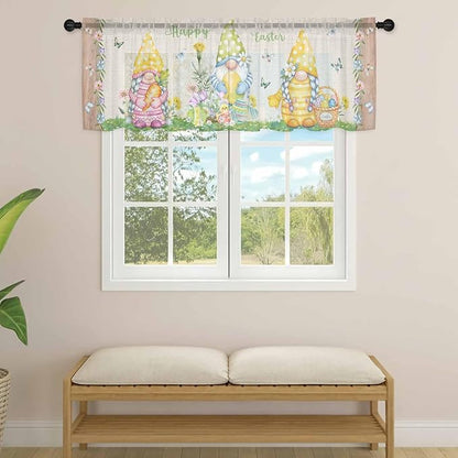 Easter Sheer Valances for Windows 54"x18", Light Filtering Kitchen Curtains - Image 4