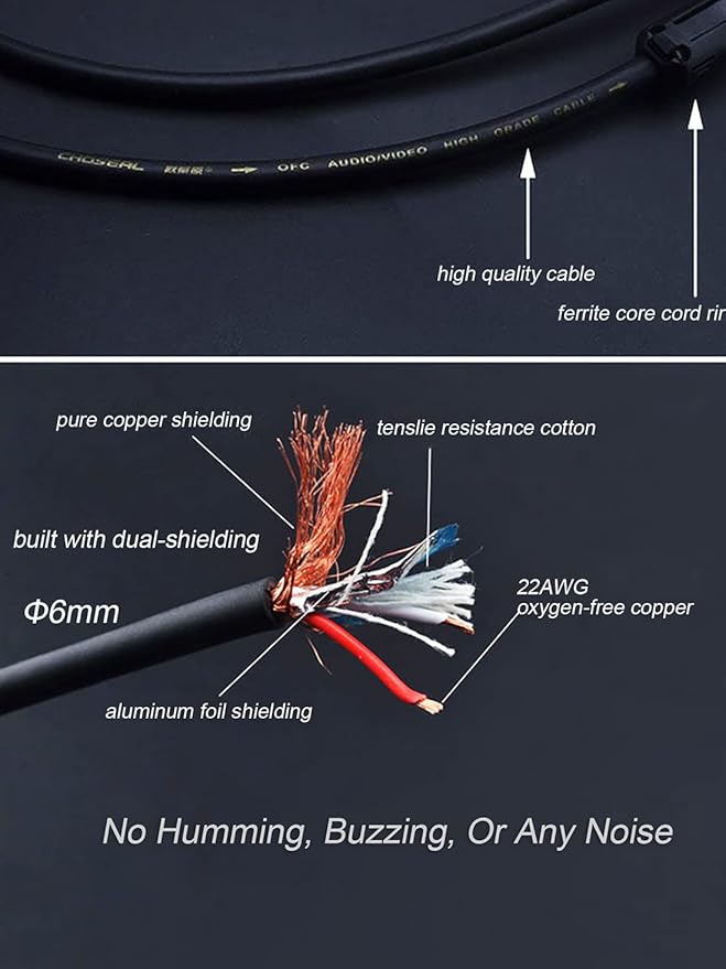 JORZOR Audiophile RCA to 2RCA Subwoofer Cable - 2M (6.6FT) Oxygen-Free Copper, Nylon Braided Jacket RCA Y-Adapter