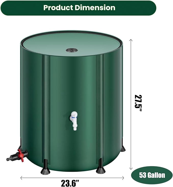 THUNDERBAY 53 Gallon Collapsible Rain Barrel, Portable Rain Barrels to Collect - Image 2