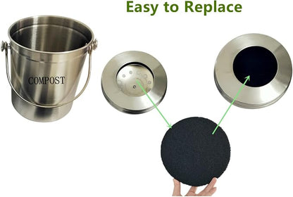 Kitchen Compost Bin Charcoal Filter 7.25 Inch Diameter Extra Thicker & - Image 4