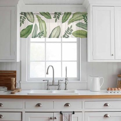 Summer Palm Leaf Sheer Valance Curtains - Image 2