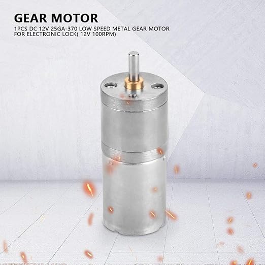 25mm DC 12V 25GA-370 Metal Gear Motor Low Speed for Electronic Locks Robots Electric Curtains Doors Mixers Monitoring Equipment Pet Feeders