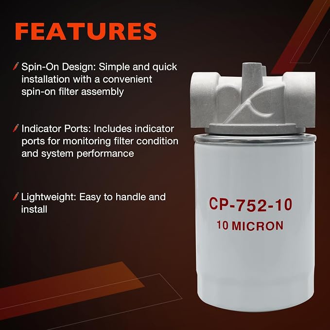Spin-On Hydraulic Oil Filter Assembly 10 Micron - Image 3