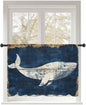 Sheer Curtains 54 Inch Length, Ocean Whale Blue Semi Sheer Curtains Light by Unknown