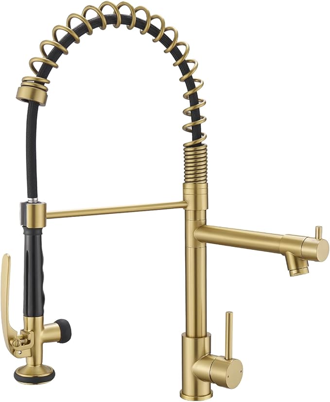 Brushed Gold Kitchen Faucet by Fapully
