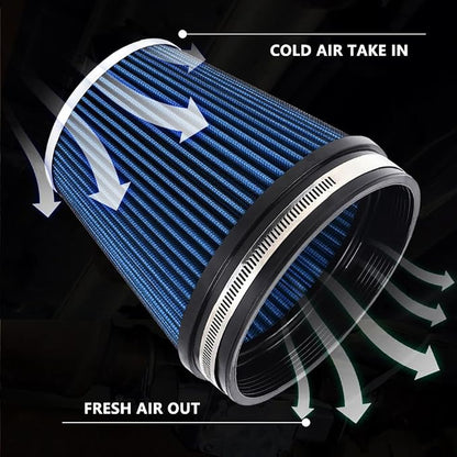 6" Inlet Cold Air Intake Filter Cone Replacement Performance Washable Clamp-On - Image 2