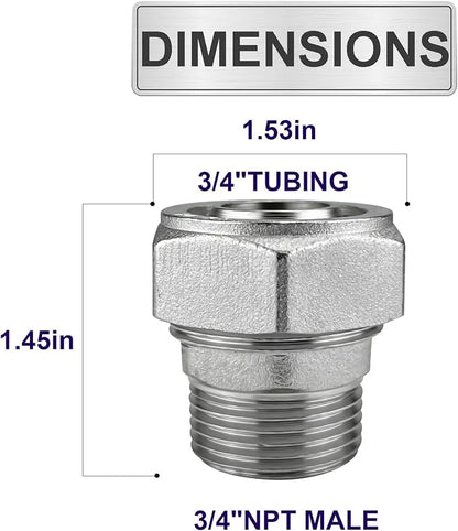 Jingzan Straight Air Piping Fitting, 3/4"Piping x 3/4"Male NPT Adapter - Image 2