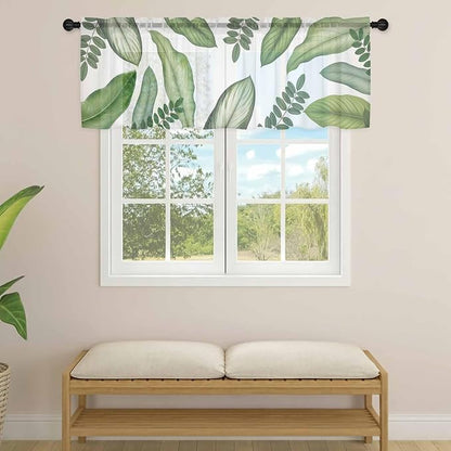 Summer Palm Leaf Sheer Valance Curtains - Image 4