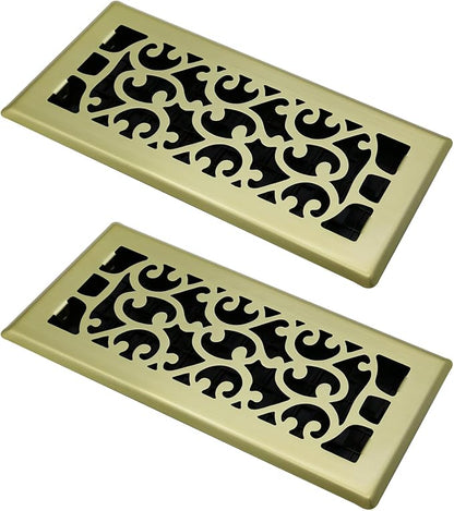 2 Packs Floor Vent Air Register 4X10 Inch Brushed Gold Color Floor Register by JATOHOME