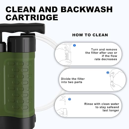 Portable Water Filter Pump, 0.01 Micron Manual Survival Water Purifier - Image 7