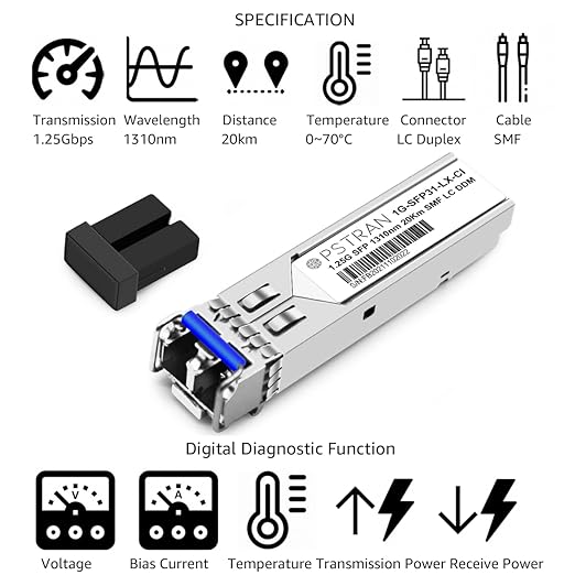 OPSTRAN 1000BASE-LX/LH SFP Optical Transceiver Module Compatible with Cisco GLC-LH-SMD GLC-LH-SM SFP-GE-L 1G SFP 1310nm 20km DDM Duplex LC SMF 10 Pack