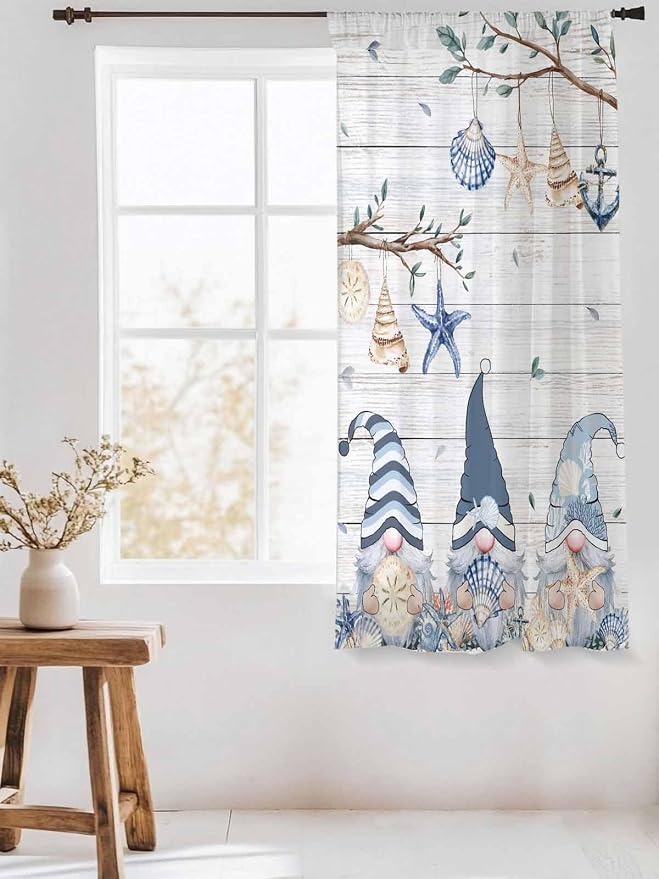 Sheer Curtains 63 Inch Length, Coastal Eucalyptus Semi Sheer Curtains Light - Image 3
