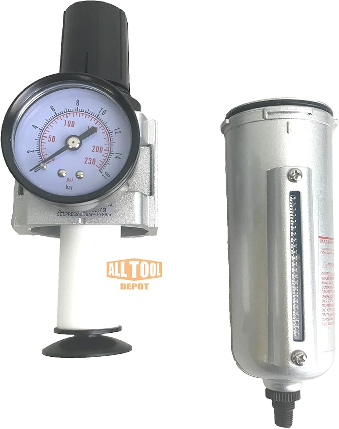 3/4" NPT HEAVY DUTY Compressed Air In Line Filter Regulator Combo Piggyback - Image 6