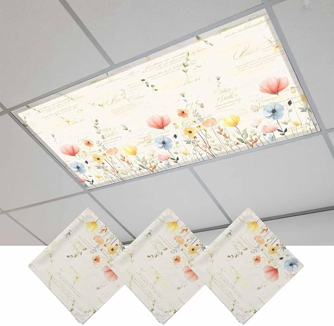 Fluorescent Light Covers for Ceiling Lights Spring Poppy Floral Magnetic Light by Home+L6
