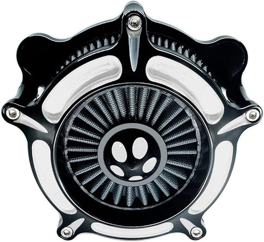 Motorcycle Air Filter Turbine Intake Cleaner Kit Cnc Cut Chrome by Unknown