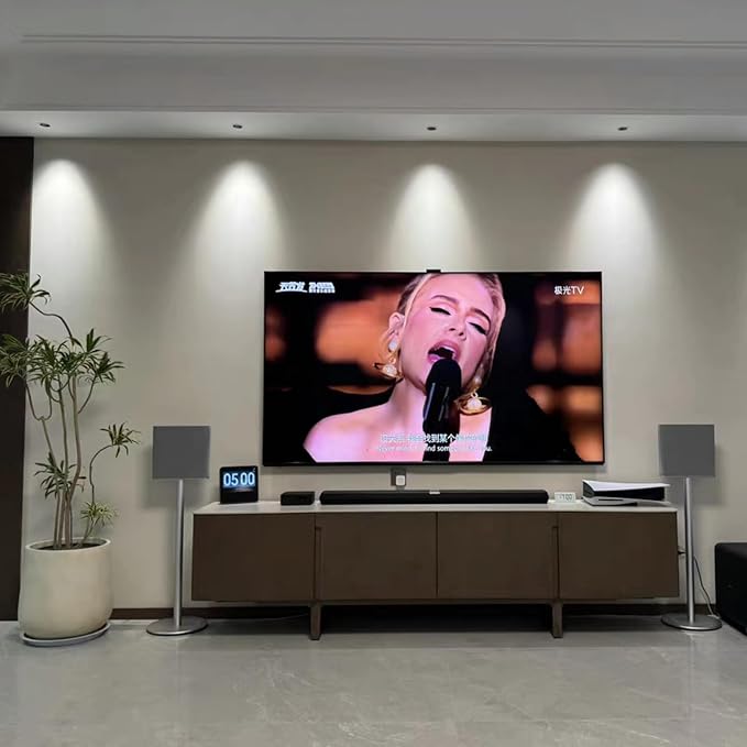 ZGOUO Speaker Floor Stand Compatible with Sony BRAVIA Theater Quad Surround Sound System (HT-A9M2), Aluminum Alloy, Built-in Power Cord，Easy Installation（Silvery Single）