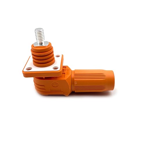 300A Battery Energy Storage Connector, 95mm² High Current Connectors IP67 Waterproof Stud Wiring Power Adapter Quick Plug Terminal Right Angle Plug and Socket （1500V Orange