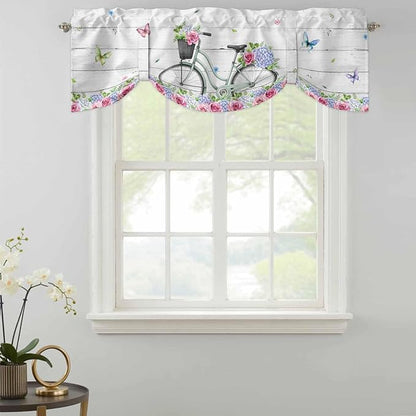 Spring Tie Up Valance Curtains for Windows, Kitchen Curtains Window Shades - Image 2